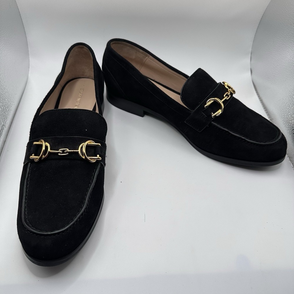 Stuart Weitzman Owen Horse Bit Buckle Loafer Black Suede Womens 11 Academia $270